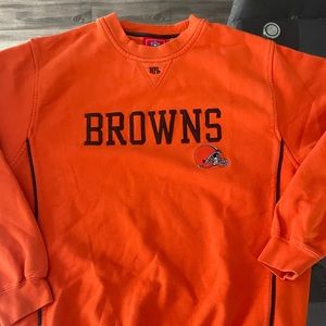 Cleveland Brown Sweater Mens Medium Orange Fleece Spell Out Graphic Embroidered